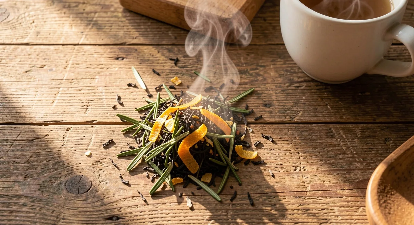Foglie di tè ed erbe botaniche essiccate con vapore