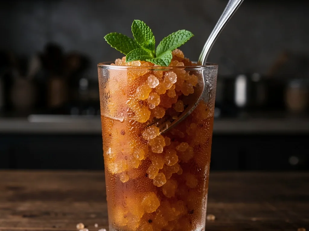 Granita di tè in bicchiere
